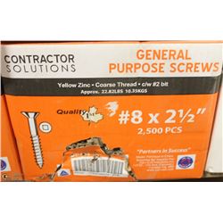 21LB BOX OF #8X2-1/2" YELLOW ZINC SCREWS