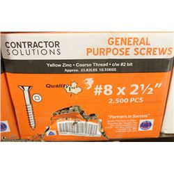 21LB BOX OF #8X2-1/2" YELLOW ZINC SCREWS