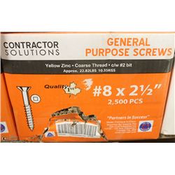 21LB BOX OF #8X2-1/2" YELLOW ZINC SCREWS