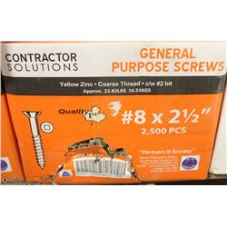 21LB BOX OF #8X2-1/2" YELLOW ZINC SCREWS