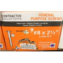 21LB BOX OF #8X2-1/2" YELLOW ZINC SCREWS