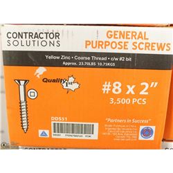 26LB BOX OF #8X2" YELLOW ZINC SCREWS