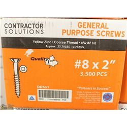 26LB BOX OF #8X2" YELLOW ZINC SCREWS
