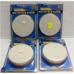 LOT OF 4 TROXELL 80 GRIT ROUND RUB STONES