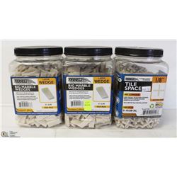 2 JARS OF BIG MARBLE WEDGES AND 1 JAR OF 1/8" TILE