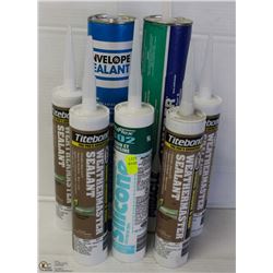 LOT OF 7 TUBES OF ASSORTED SEALANTS