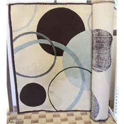 BROWN CIRCLE PATTERN AREA RUG 5 X 10 FEET APPROX