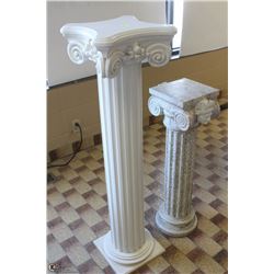 2 ROMAN COLUMNS 48" TALL AND 35" TALL