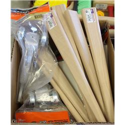 BOX OF ASSORTED ACID BRUSH HANDLES, JOINT RAKERS