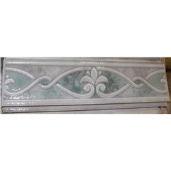 8 BOXES OF 3 X 13 GREEN FLEUR DE LIS BORDER TILES