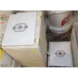 6 BOXES OF 8 X 10 GREEN AND RED PATTERNED TILES