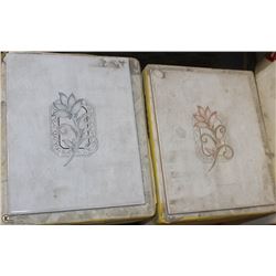 14 BOXES OF 8 X 10 SILVER AND ROSE FLORAL TILES