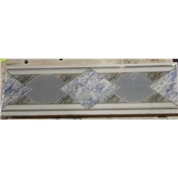 3 BOXES OF 4 X 12 BLUE DIAMOND PATTERN TILES