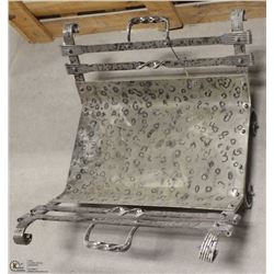 HAMMERED METAL FIREPLACE LOG HOLDER - RECTANGULAR