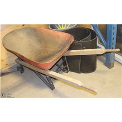 RED METAL WHEEL BARREL