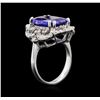 Image 3 : 7.47 ctw Tanzanite and Diamond Ring - 14KT White Gold