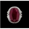 Image 2 : GIA Cert 12.23 ctw Ruby and Diamond Ring - 14KT White Gold