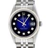Image 1 : Rolex Mens SS Blue Vignette Diamond Datejust Quickset Wristwatch
