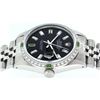 Image 2 : Rolex Mens SS Black Baguette Diamond And Emerald Datejust Wristwatch