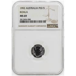 1992 Australia $15 Platinum Koala Coin NGC MS69