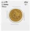 Image 1 : 1901-S $5 Liberty Head Half Eagle Gold Coin