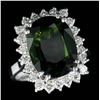 9.75 ctw Green Sapphire and Diamond Ring - 14KT White Gold
