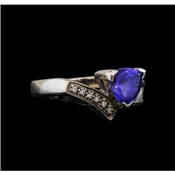 18KT White Gold 1.34 ctw Tanzanite and Diamond Ring