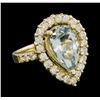 Image 1 : 4.08 ctw Aquamarine and Diamond Ring - 14KT Yellow Gold