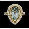 Image 2 : 4.08 ctw Aquamarine and Diamond Ring - 14KT Yellow Gold