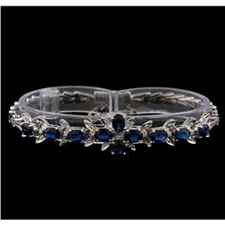 5.50 ctw Sapphire and Diamond Bracelet - 14KT White Gold