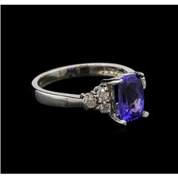 1.74 ctw Tanzanite and Diamond Ring - 14KT White Gold