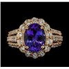 Image 2 : 3.44 ctw Tanzanite and Diamond Ring - 14KT Rose Gold