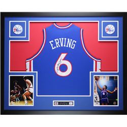 Julius Erving Signed 76ers 35" x 43" Custom Framed Jersey (JSA COA)