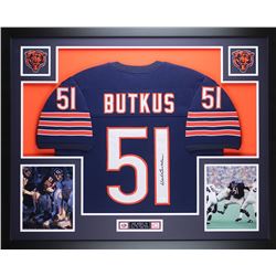 Dick Butkus Signed Bears 35x43 Custom Framed Jersey (JSA COA)