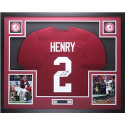 Derrick Henry Signed Alabama Crimson Tide 35" x 43" Custom Framed Jersey (JSA COA)