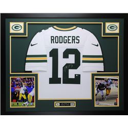 Aaron Rodgers Signed Packers 35" x 43" Custom Framed Jersey (Fanatics Hologram)