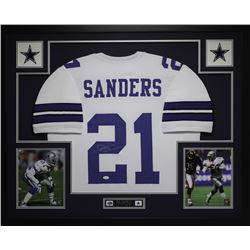 Deion Sanders Signed Cowboys 35" x 43" Custom Framed Jersey (JSA COA)