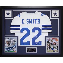 Emmitt Smith Signed Cowboys 35" x 43" Custom Framed Jersey (PSA COA  Smith Hologram)