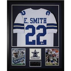 Emmitt Smith Signed Cowboys 35" x 43" Custom Framed Jersey (PSA COA  Smith Hologram)