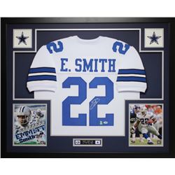 Emmitt Smith Signed Cowboys 35" x 43" Custom Framed Jersey (PSA COA  Smith Hologram)