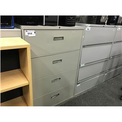 GREY 4 DRAWER LATERAL FILE CABINET