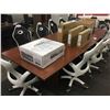 Image 2 : CHERRY 10' X 4' BOAT SHAPE BOARD ROOM TABLE