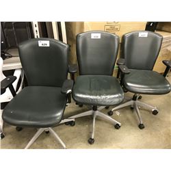 GREEN LEATHER HIGH BACK MULTI LEVER EXECUTIVE CHAIR