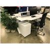 Image 2 : KIMBALL HUM 2 PERSON WORKSTATION WITH WIRE MANAGEMENT CHANNEL, 4 MOBILE PEDESTALS & 2 MATCHING 6 FT