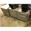 Image 3 : HAWORTH LIGHT MAPLE AND GREY 6 SEAT MODULAR WORK STATION INC. 7 GREY MOBILE 2 DRAWER PEDESTALS