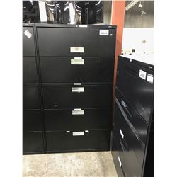 BLACK 5 DRAWER LATERAL FILE CABINET