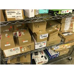 SHELF LOT OF ASSORTED ELECTRONICS: SWITCHES, DASH CAMS, ADAPTERS & MORE