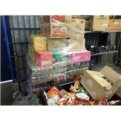 LARGE QUANTITY OF ASSORTED SNACKS, CHIPS, RAMEN, POP & MORE (BIN NOT INCLUDED)