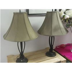 Set of 2 Metal Lamps with shades 26" high