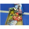 Image 1 : Flat of boys items / spy gear walkie talkies / iron man coin bank / star wars crayons